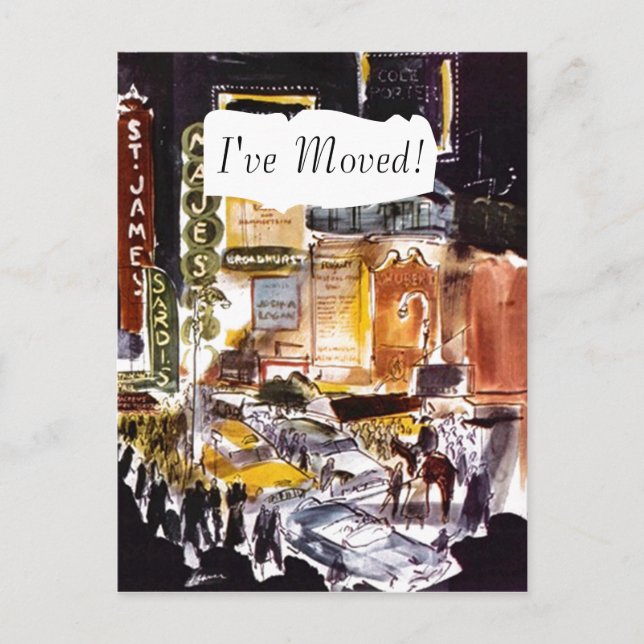 Postcard Theatre district NYC I've Moved PC (Front)