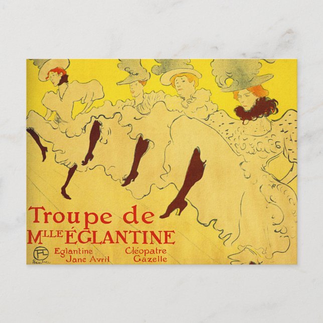 Postcard:  Toulouse-Lautrec - Dance Troupe Postcard (Front)