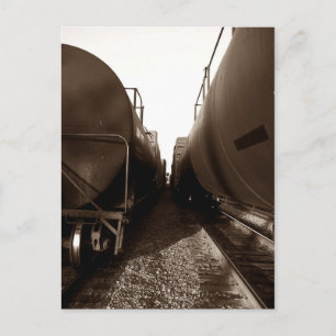 Postcard ~ TRAIN YARD THE LONG HALLWAY CARS