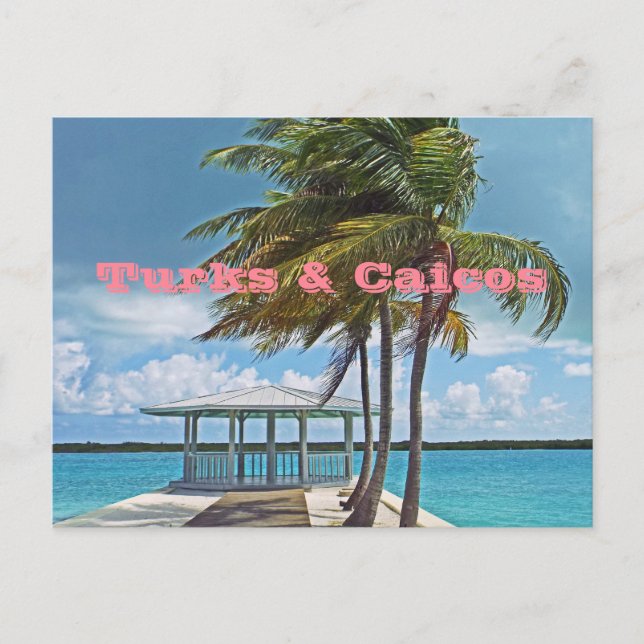 postcard, TURKS & CAICOS ISLANDS/PALM TREE, PIER, Postcard (Front)