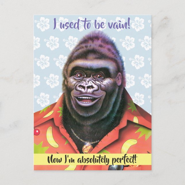 Postcard Vain Gorilla design. (Front)