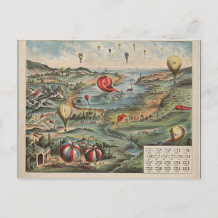 Postcard-Vintage Art-Hot Air Balloons 1 Postcard