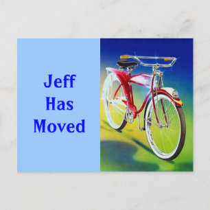Postcard Vintage Bike Bicycle Moved New Address PC