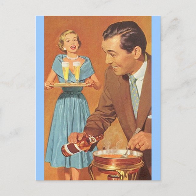 Postcard Vintage Fondue Party Festive Open House (Front)