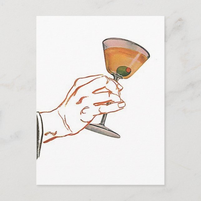 Postcard Vintage Martini Bar Party Invitation PC (Front)