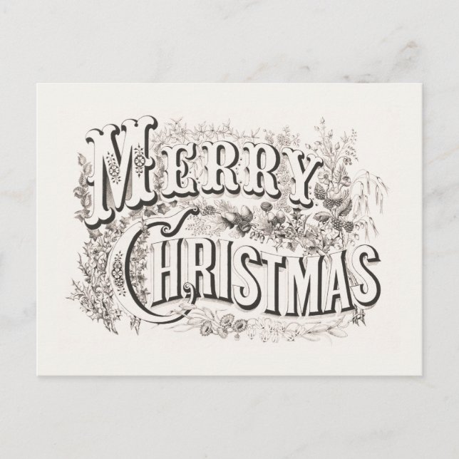 POSTCARD  :  VINTAGE MERRY CHRISTMAS ILLUSTRATION (Front)
