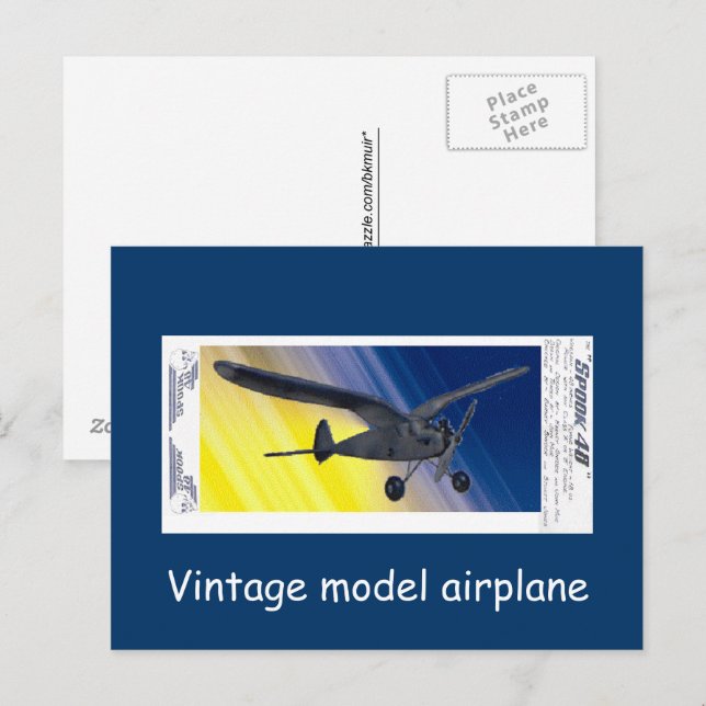 Postcard -  Vintage model airplane - Spook (Front/Back)