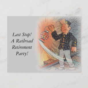 Postcard Vintage Railroad Retirement Party Station