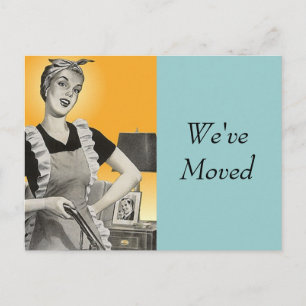 Postcard Vintage Retro Busy Cleaning New Address
