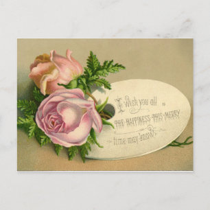 Postcard:  Vintage Rose Happiness Postcard