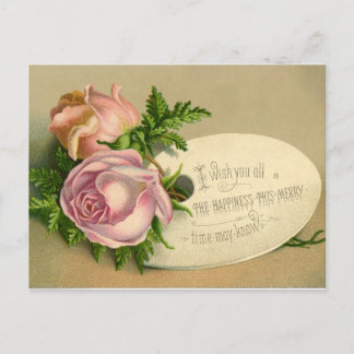 Postcard: Vintage Rose Happiness Postcard