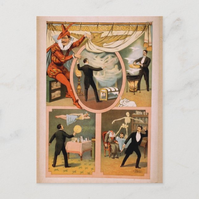 Postcard-vintage theatre Magician advertisment Postcard (Front)