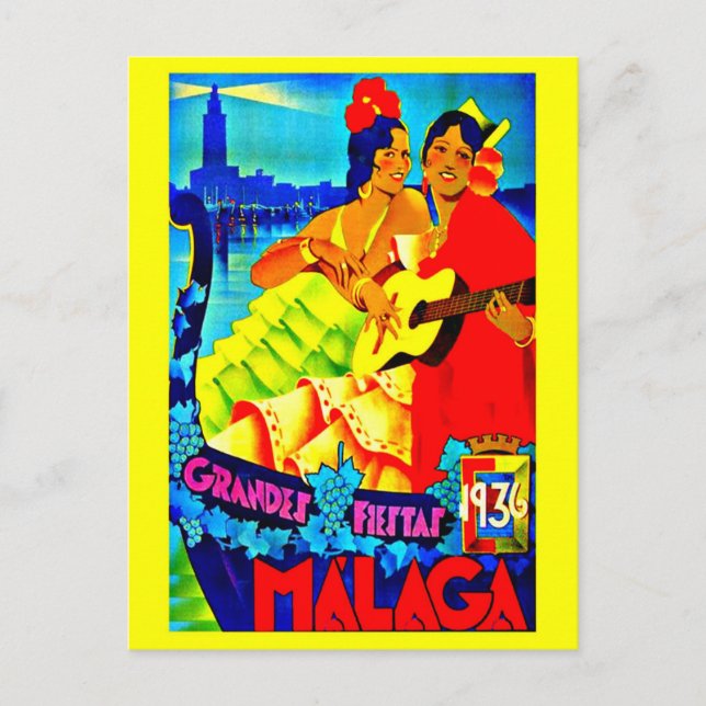 Postcard-Vintage Travel-Malaga Postcard (Front)
