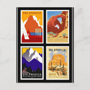 Postcard Vintage Travel See America 4 Prints