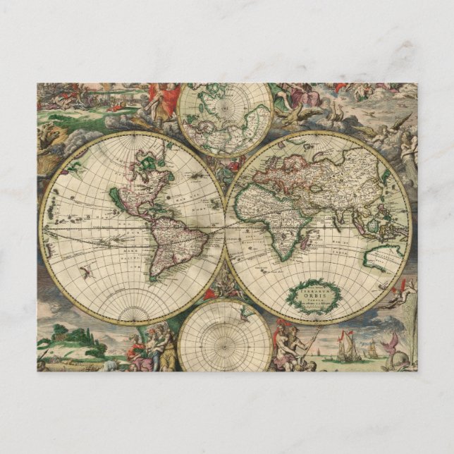 Postcard Vintage World Map 1689 (Front)