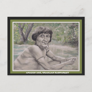 Postcard w orig. art, elder from Amazon Rainforest