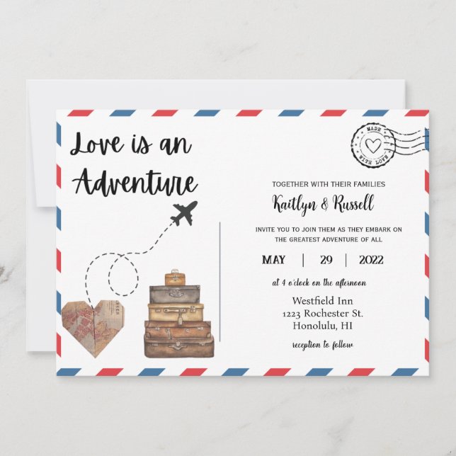 Postcard Wedding Invitation- Destination Wedding (Front)