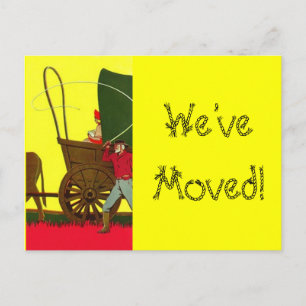 Postcard Western West Wagon Train We've Moved New