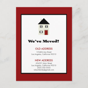 POSTCARD: We've Moved! Classic House (red) Announcement Postcard