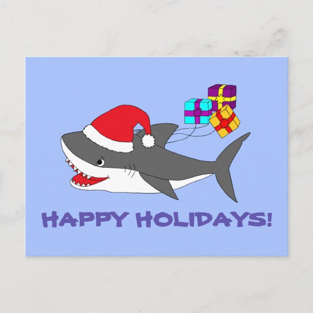 Postcard with a cute Holiday shark (Front)