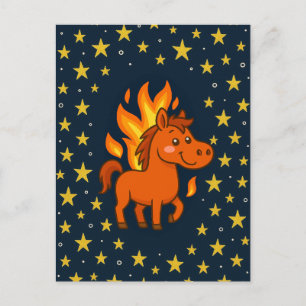 Postcard with a red horses