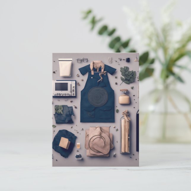 Postcard with aesthetic kitchen flat lay (Standing Front)