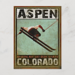 Postcard with Cool Aspen Ski Print
