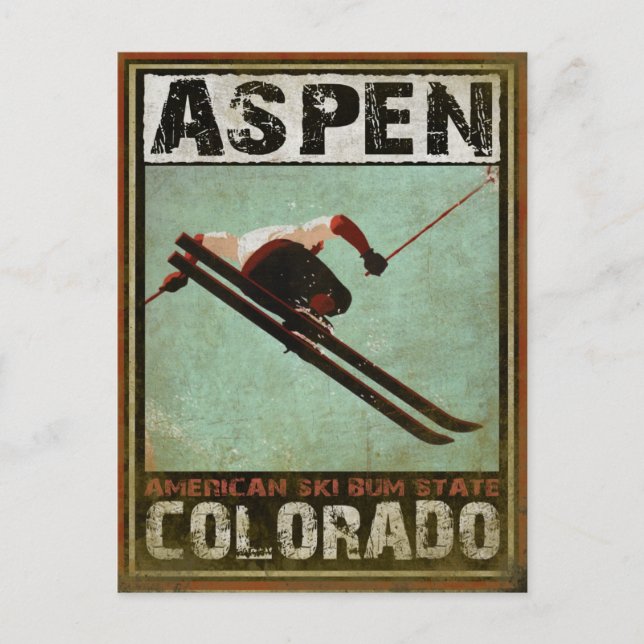 Postcard with Cool Aspen Ski Print (Front)