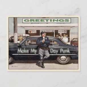 Postcard with Cool Vintage Cop Illustration