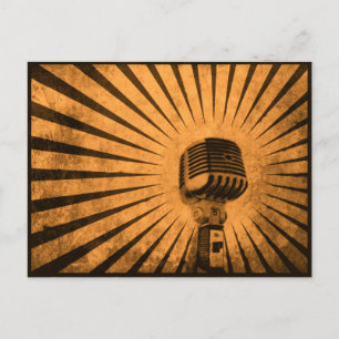 Postcard with Cool Vintage Microphone