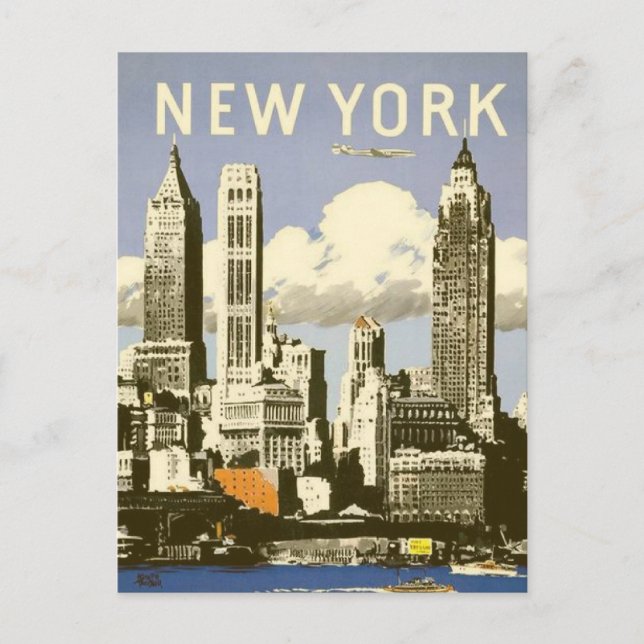 Postcard with Cool Vintage New York Print (Front)