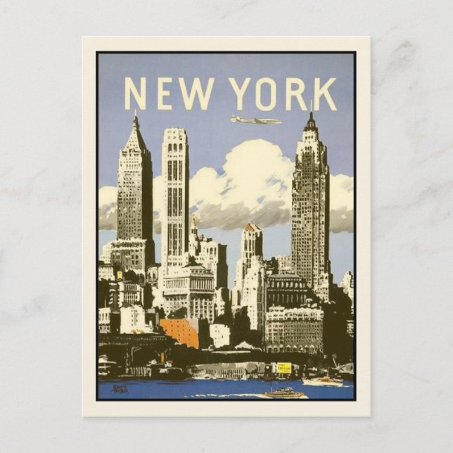 Postcard with Cool Vintage New York Print (Front)