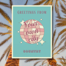 Postcard with customizable city name teal Postcard