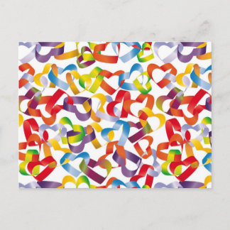 Postcard with decorative seamless with 3D hearts p