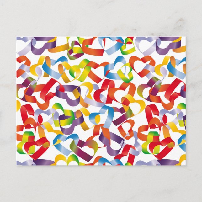 Postcard with decorative seamless with 3D hearts p (Front)