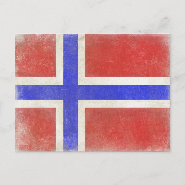 Postcard with Distressed Norwegian Flag (Front)