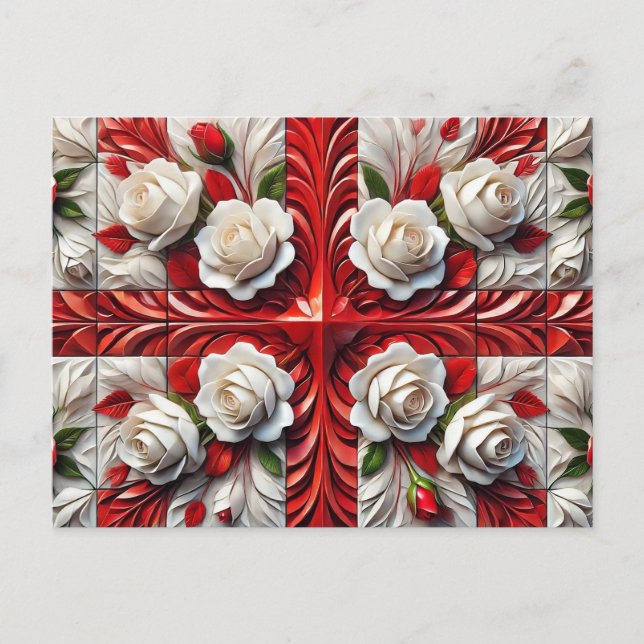Postcard with English Roses Design (Front)