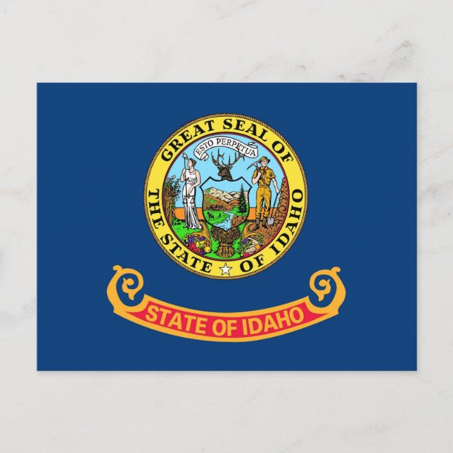 Postcard with Flag of Idaho State - USA (Front)