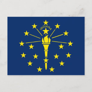 Postcard with Flag of Indiana State - USA