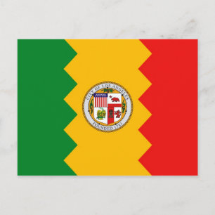 Postcard with Flag of Los Angeles, California