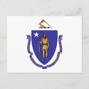 Postcard with Flag of Massachusetts State - USA