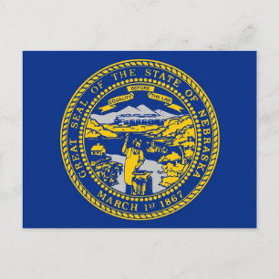 Postcard with Flag of Nebraska State - USA
