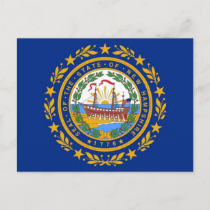 Postcard with Flag of New Hampshire State - USA