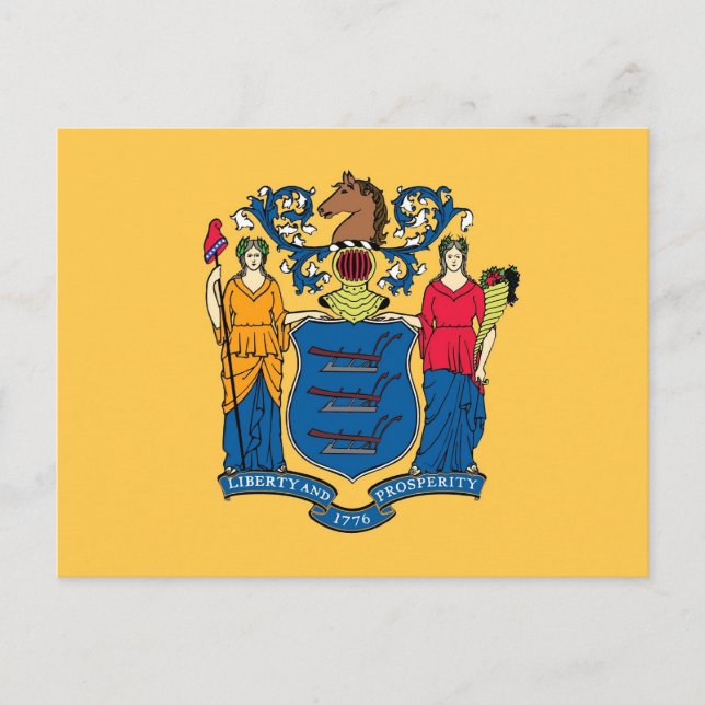 Postcard with Flag of New Jersey State - USA (Front)