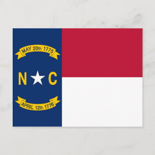 Postcard with Flag of North Carolina State - USA