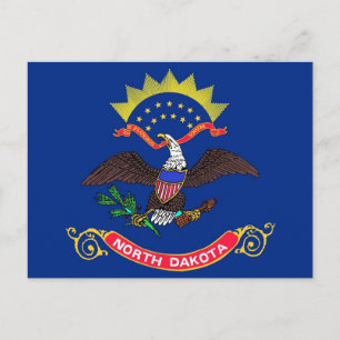 Postcard with Flag of North Dakota State - USA