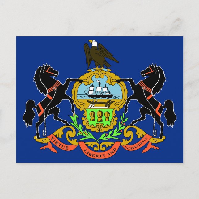 Postcard with Flag of Pennsylvania State - USA (Front)