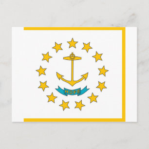 Postcard with Flag of Rhode Island State - USA