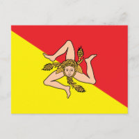 Postcard with Flag of Sicily, Italy