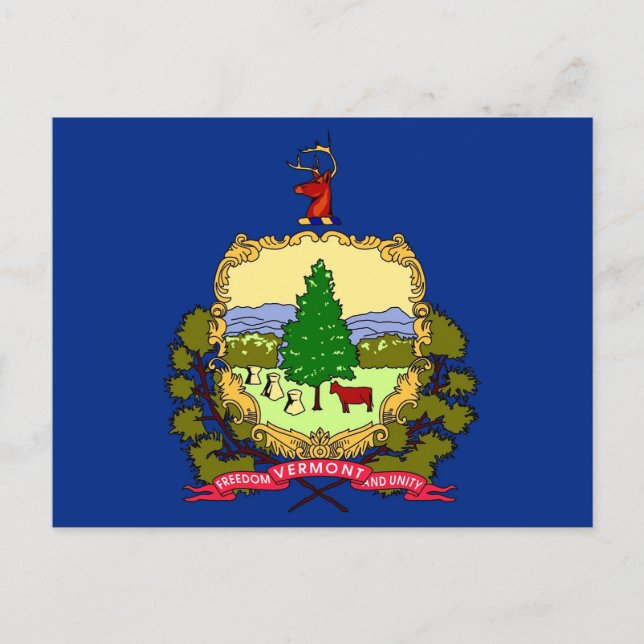 Postcard with Flag of Vermont State - USA (Front)
